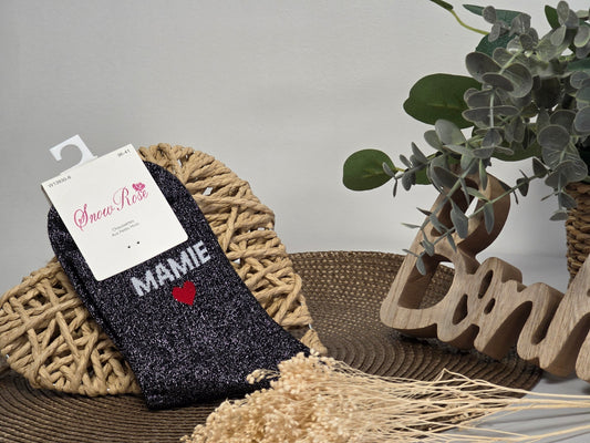 MAMIE - Chaussette à Paillette Noir