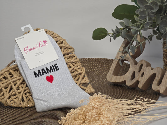 MAMIE - Chaussette à Paillette Gris Clair