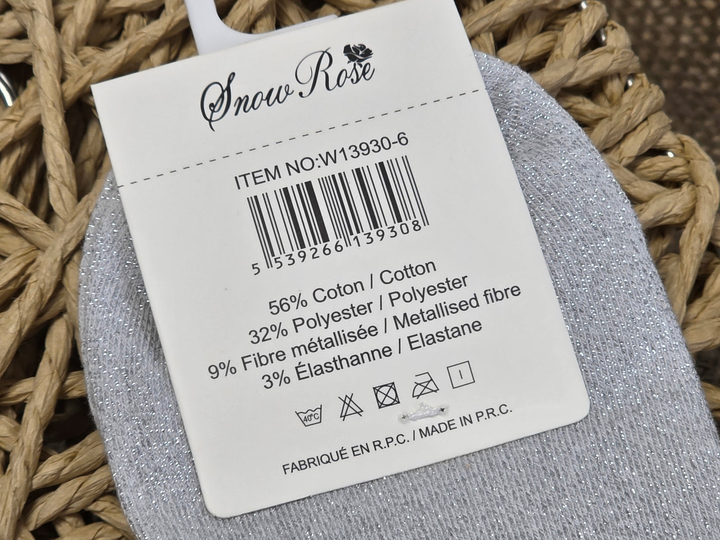 MAMIE - Chaussette à Paillette Gris Clair