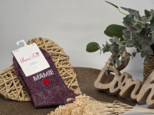 MAMIE - Chaussette à Paillette Bordeaux