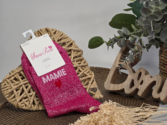 MAMIE - Chaussette à Paillette Fuchsia