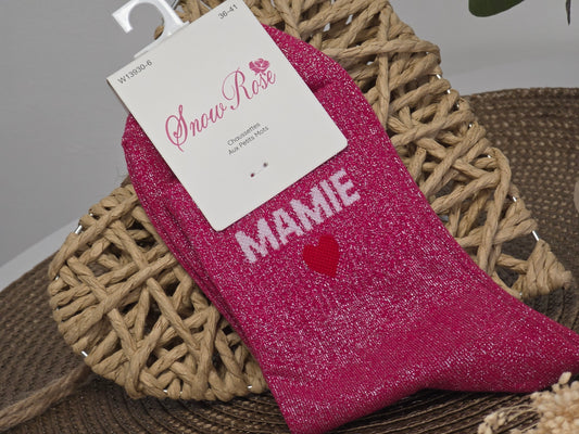 MAMIE - Chaussette à Paillette Fuchsia