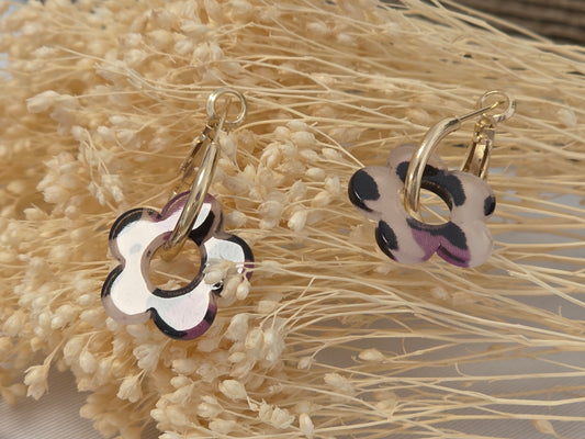 Notre Collection de Bijoux - Boucle d'Oreille Fleur Violette Noir