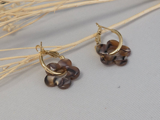 Notre Collection de Bijoux - Boucle d'Oreille Fleur Multicolore