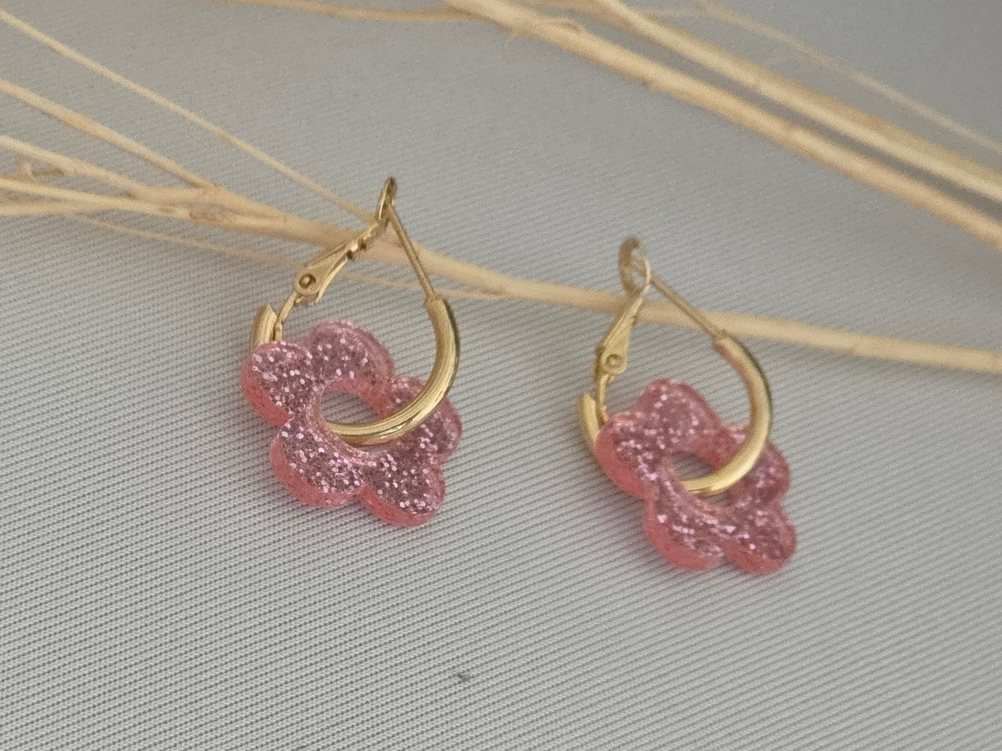Notre Collection de Bijoux - Boucle d'Oreille Fleur Rose
