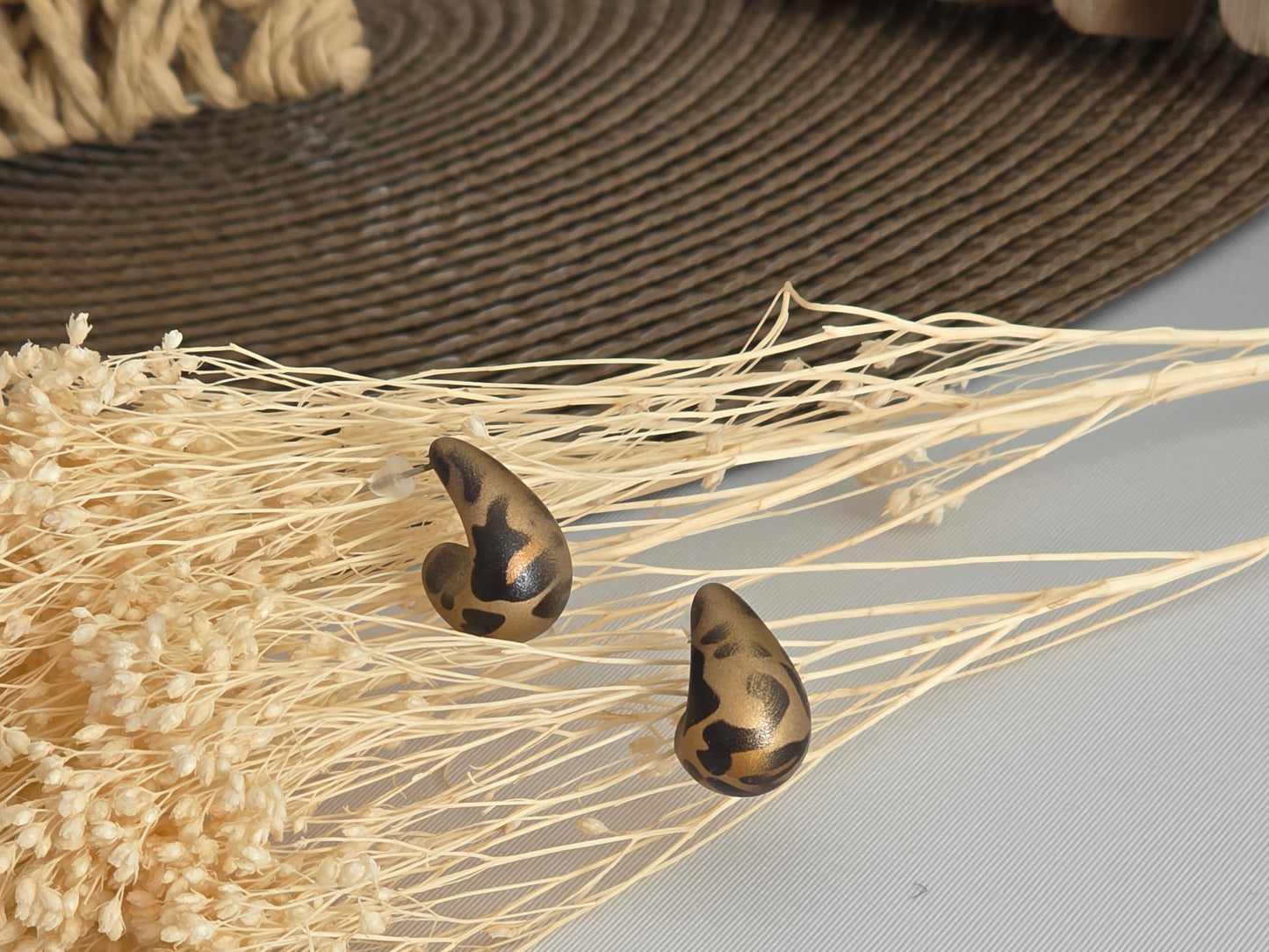 Notre Collection de Bijoux - Boucle d'Oreille Goutte d'Eau Léopard