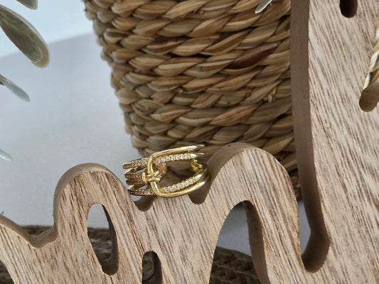 Notre Collection de Bijoux - Bague Strass effet boucle doré