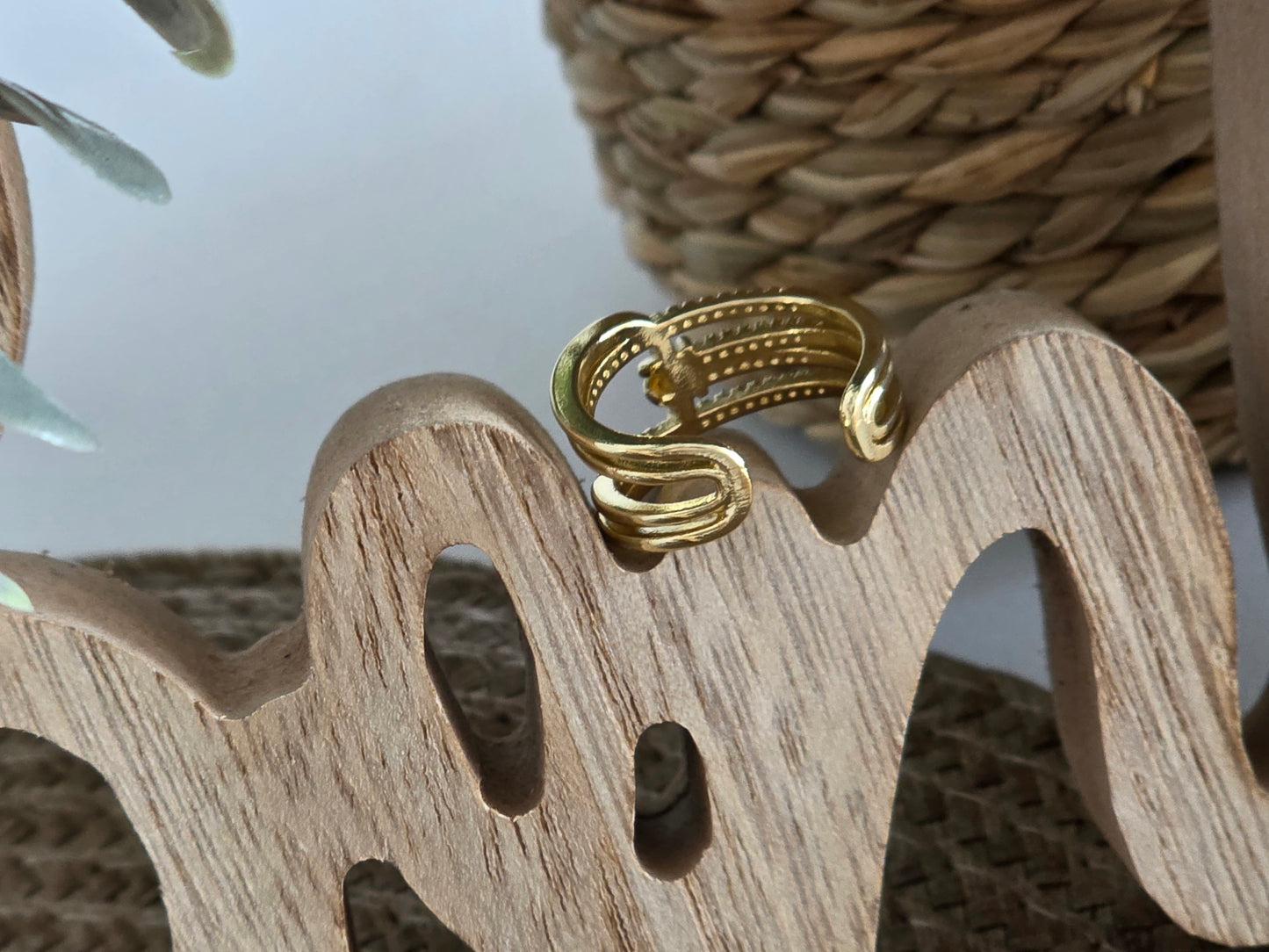 Notre Collection de Bijoux - Bague Strass effet boucle doré