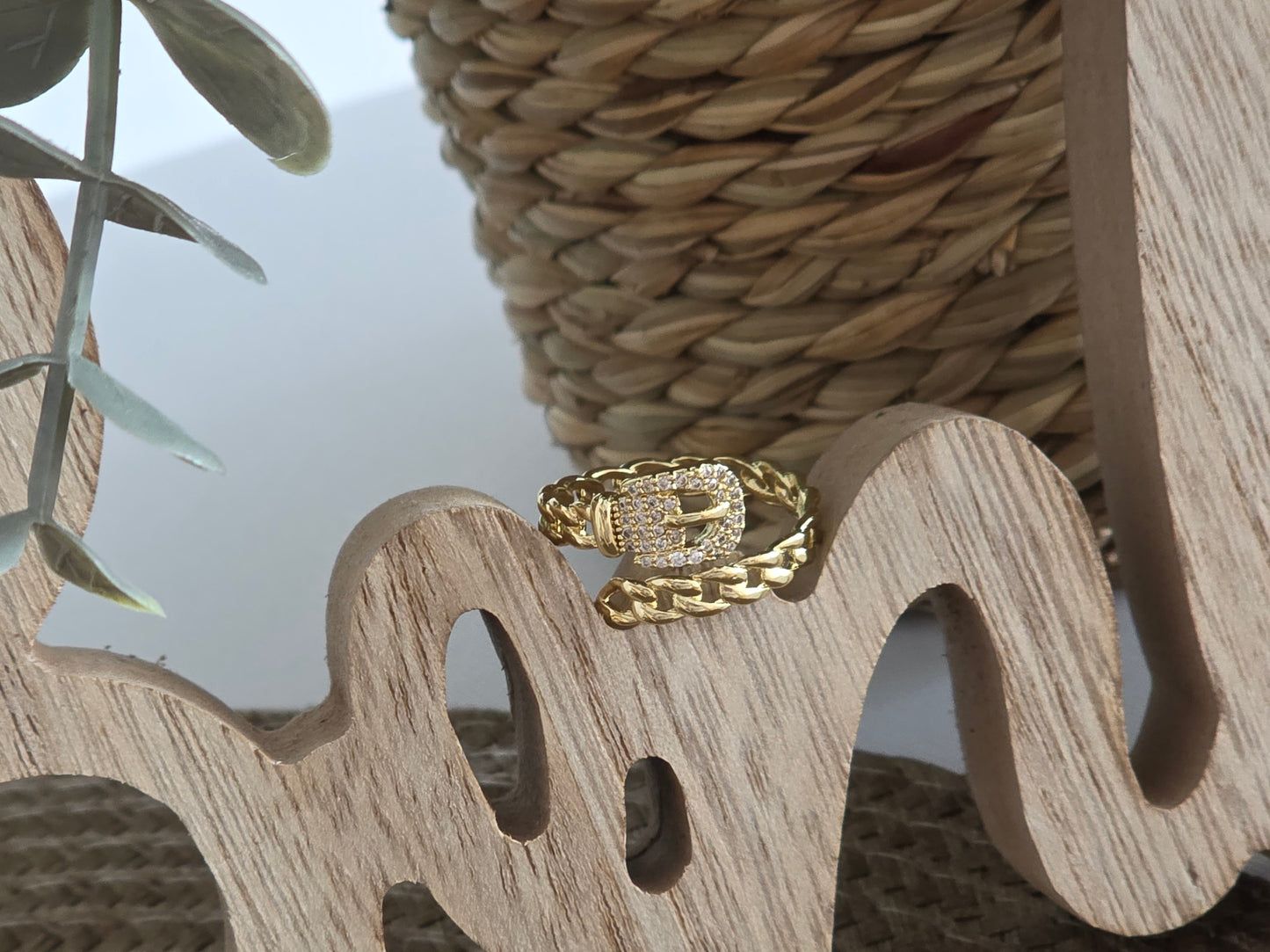 Notre Collection de Bijoux - Bague Serpent Boucle Strass Doré