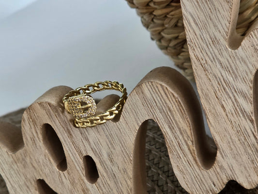 Notre Collection de Bijoux - Bague Serpent Boucle Strass Doré