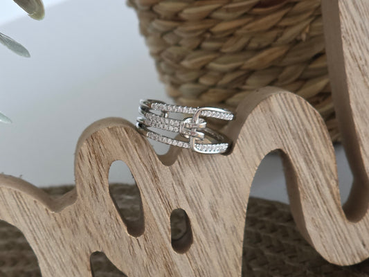 Notre Collection de Bijoux - Bague Strass Effet Boucle Argenté