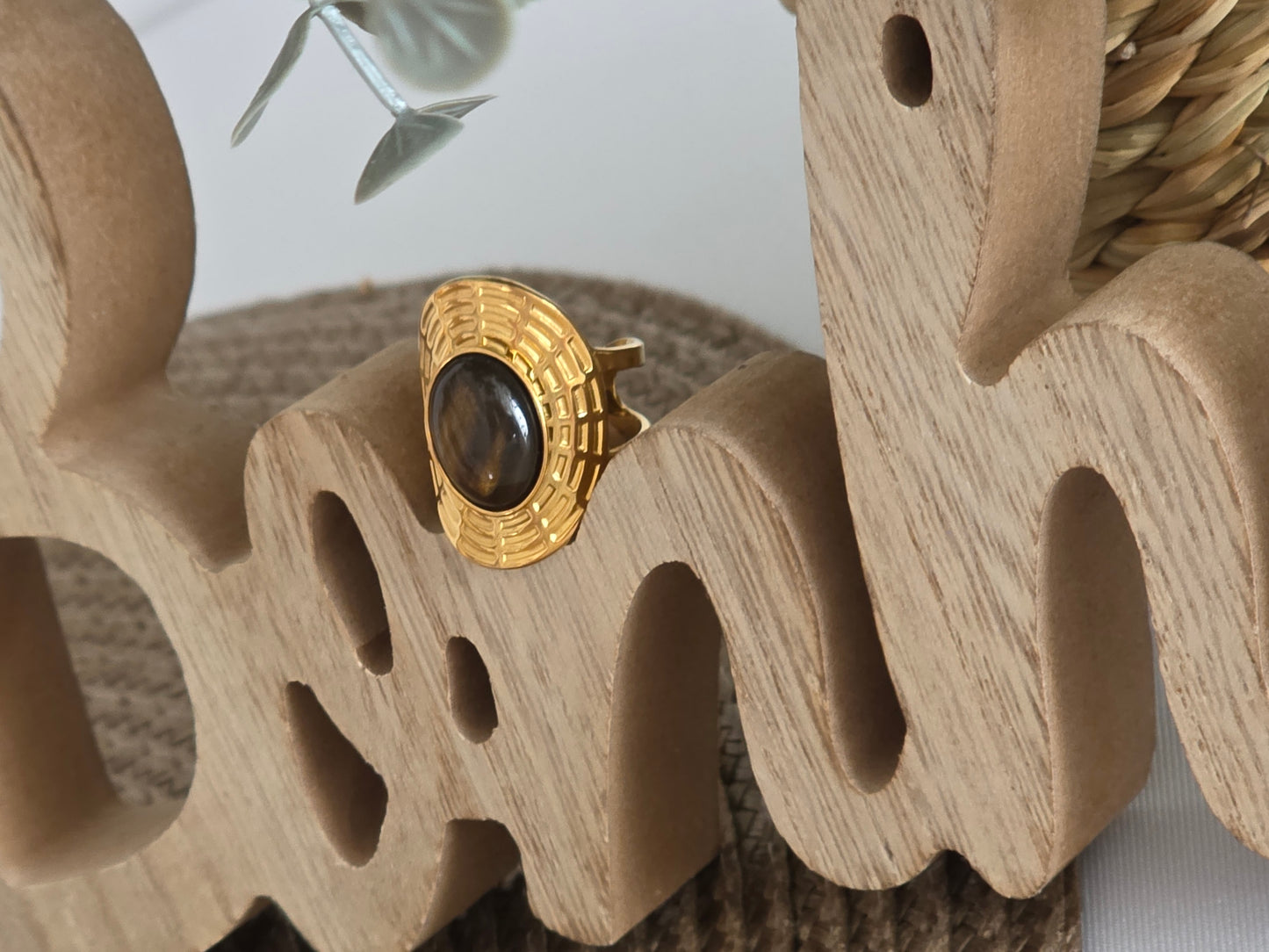 Notre Collection de Bijoux - Bague Ovale Pierre Œil de Tigre