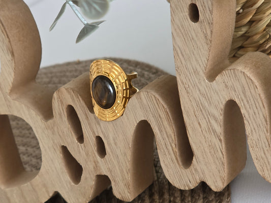 Notre Collection de Bijoux - Bague Ovale Pierre Œil de Tigre