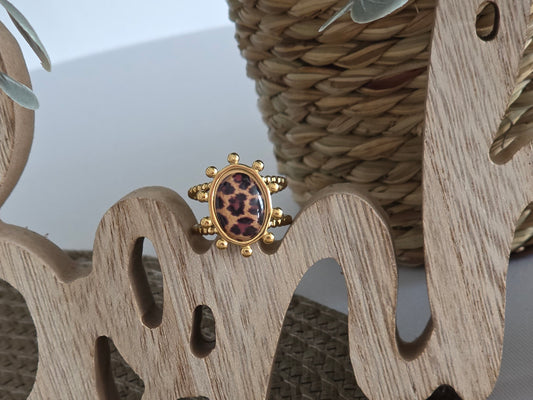 Notre Collection de Bijoux - Bague Ovale Perle Léopard