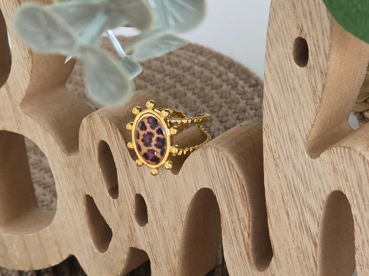 Notre Collection de Bijoux - Bague Ovale Perle Léopard