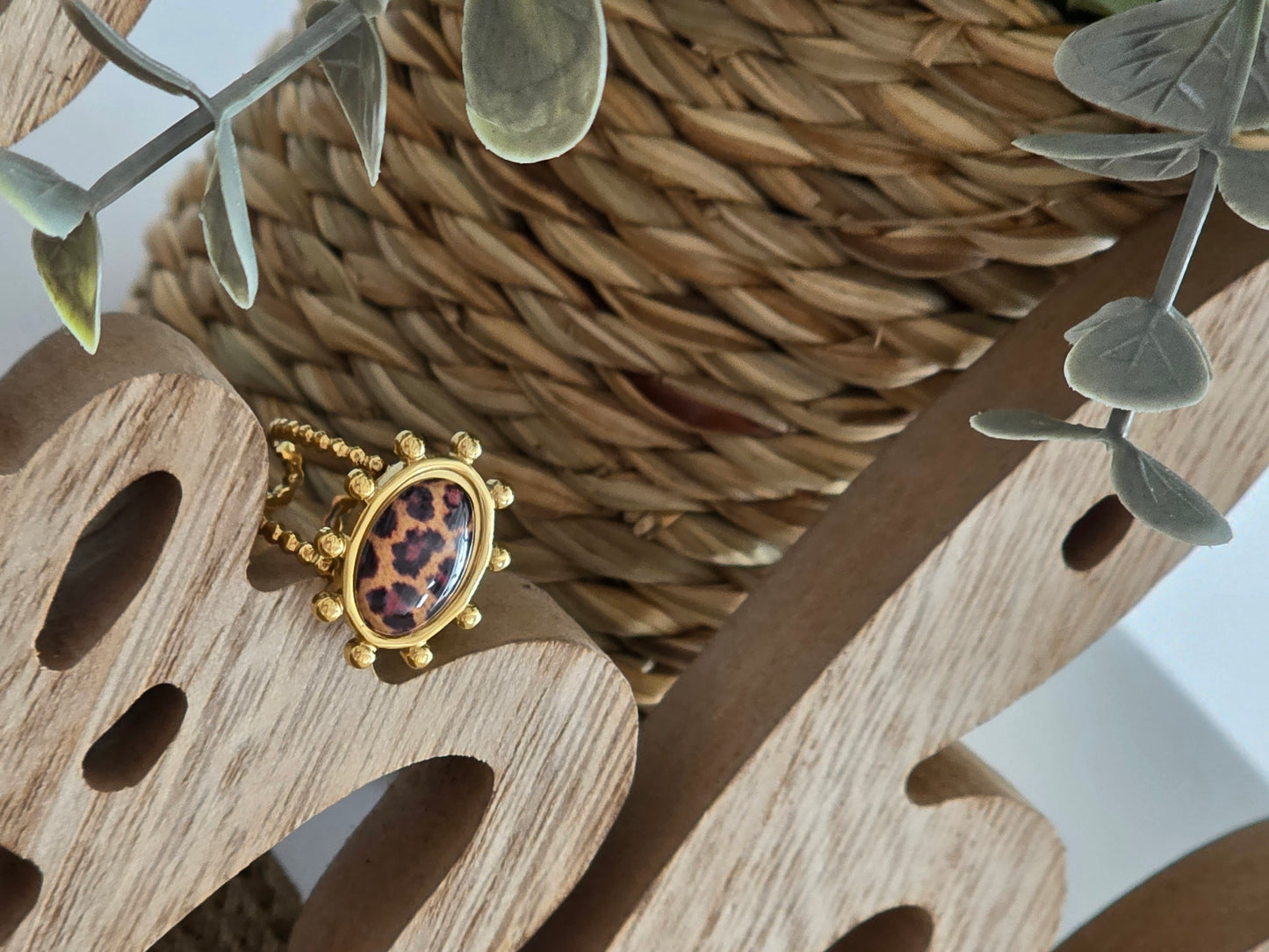 Notre Collection de Bijoux - Bague Ovale Perle Léopard