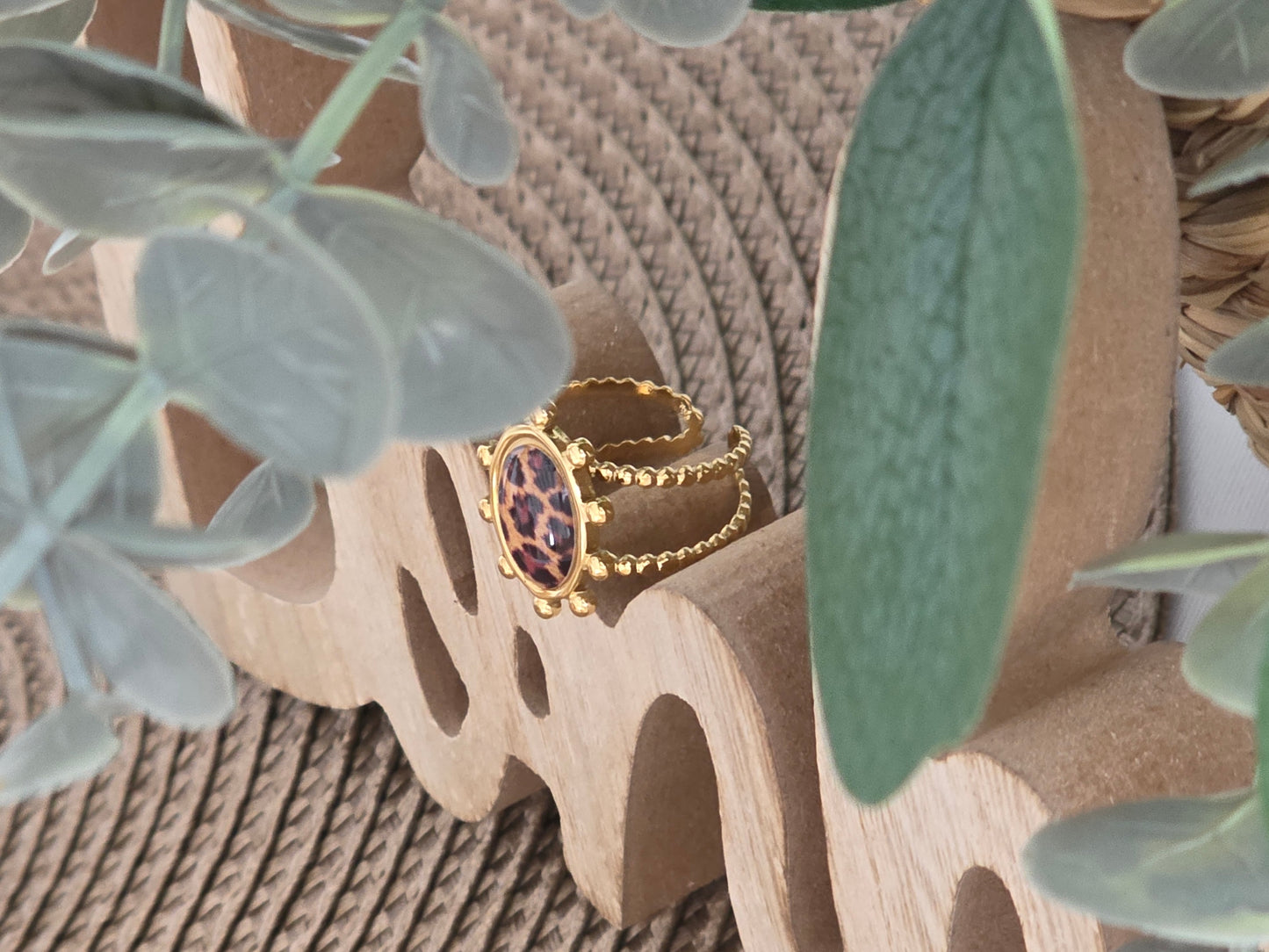 Notre Collection de Bijoux - Bague Ovale Perle Léopard