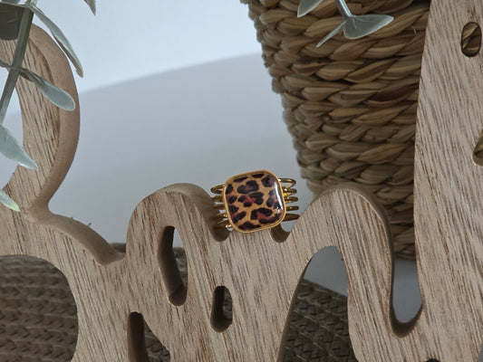 Notre Collection de Bijoux - Bague Carré Perle Léopard