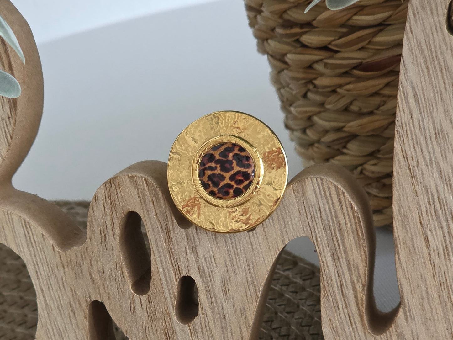 Notre Collection de Bijoux - Bague Ronde Perle Léopard