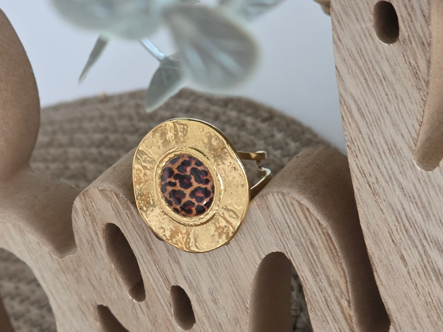 Notre Collection de Bijoux - Bague Ronde Perle Léopard