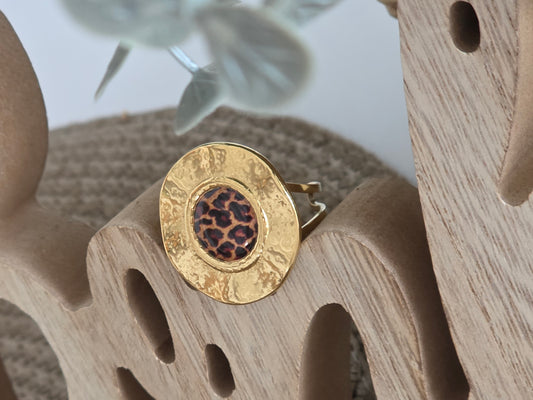 Notre Collection de Bijoux - Bague Ronde Perle Léopard