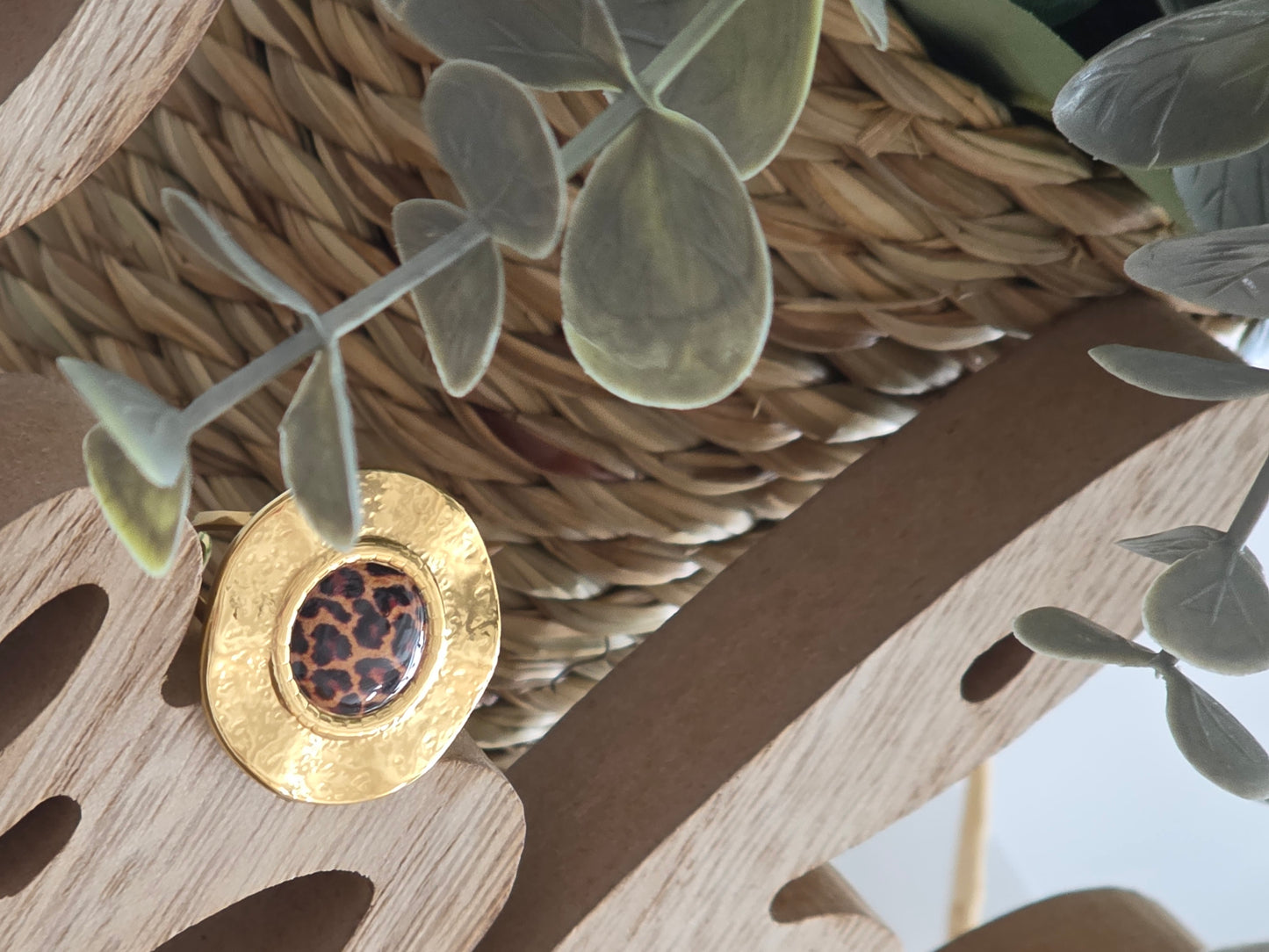 Notre Collection de Bijoux - Bague Ronde Perle Léopard