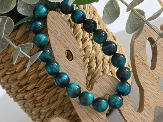 Notre Collection de Bijoux - Bracelet Elasticité Œil de Tigre Bleu Indigo