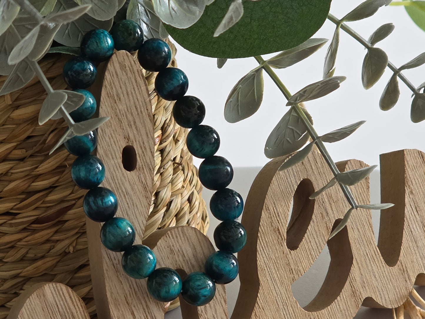 Notre Collection de Bijoux - Bracelet Elasticité Œil de Tigre Bleu Indigo