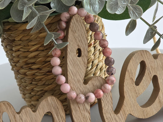 Bracelet Elasticité Perle Hématite Rose