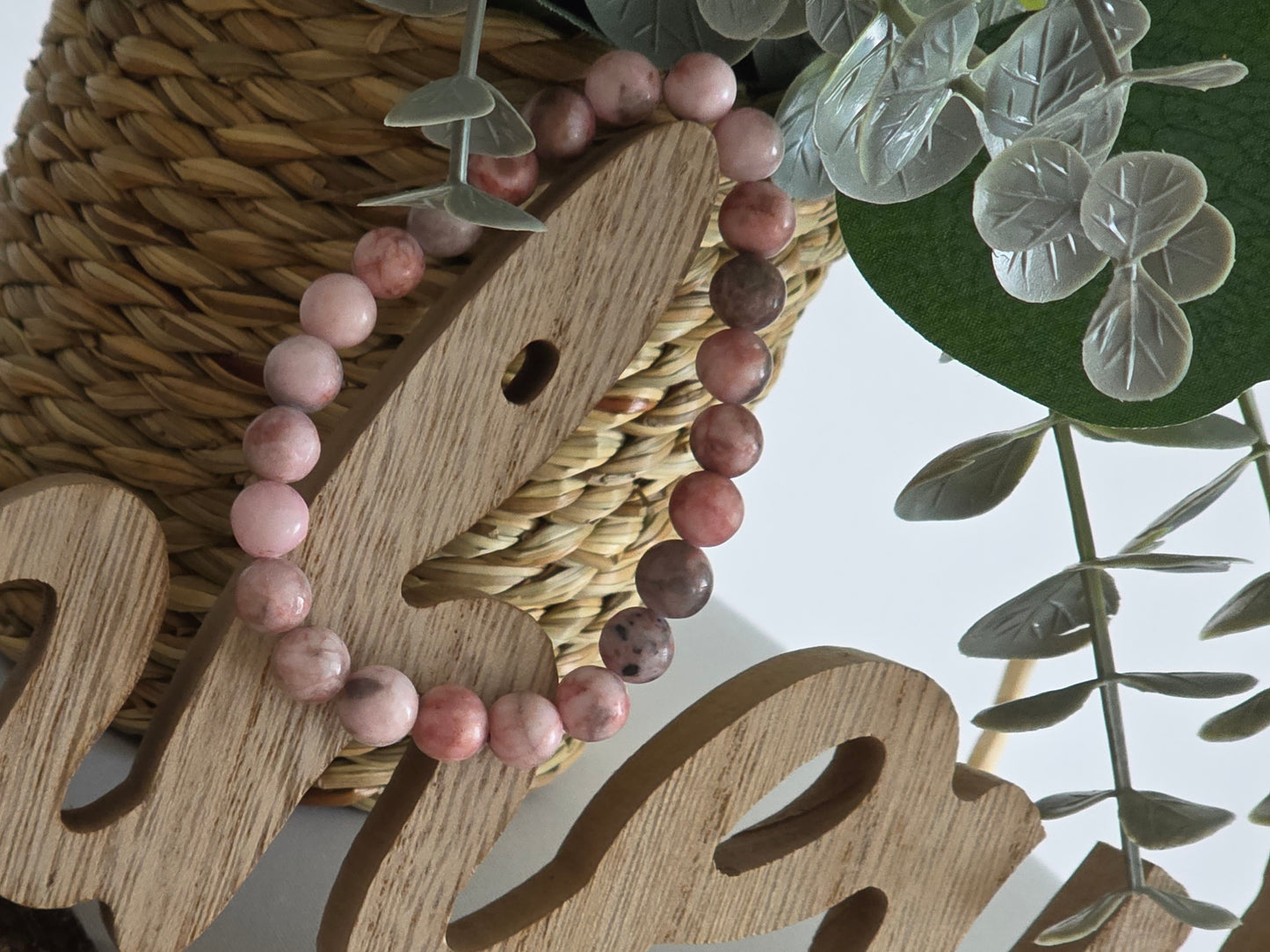 Bracelet Elasticité Perle Hématite Rose