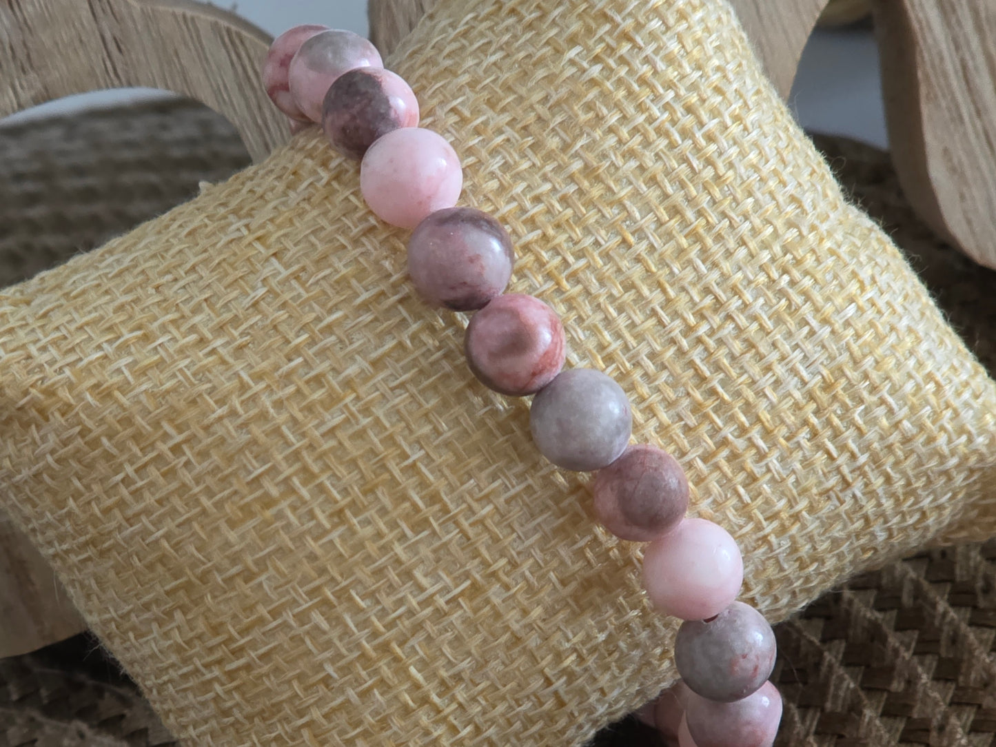 Bracelet Elasticité Perle Hématite Rose