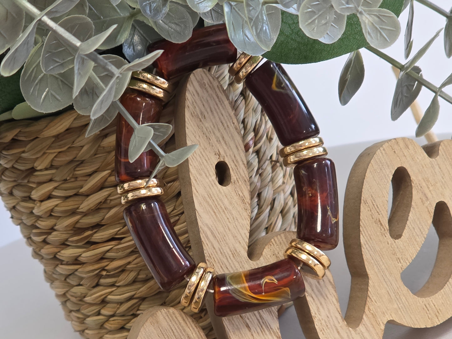 Notre Collection de Bijoux - Bracelet Jonc Brun Doré