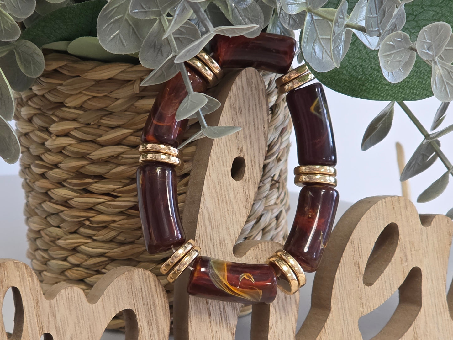 Notre Collection de Bijoux - Bracelet Jonc Brun Doré