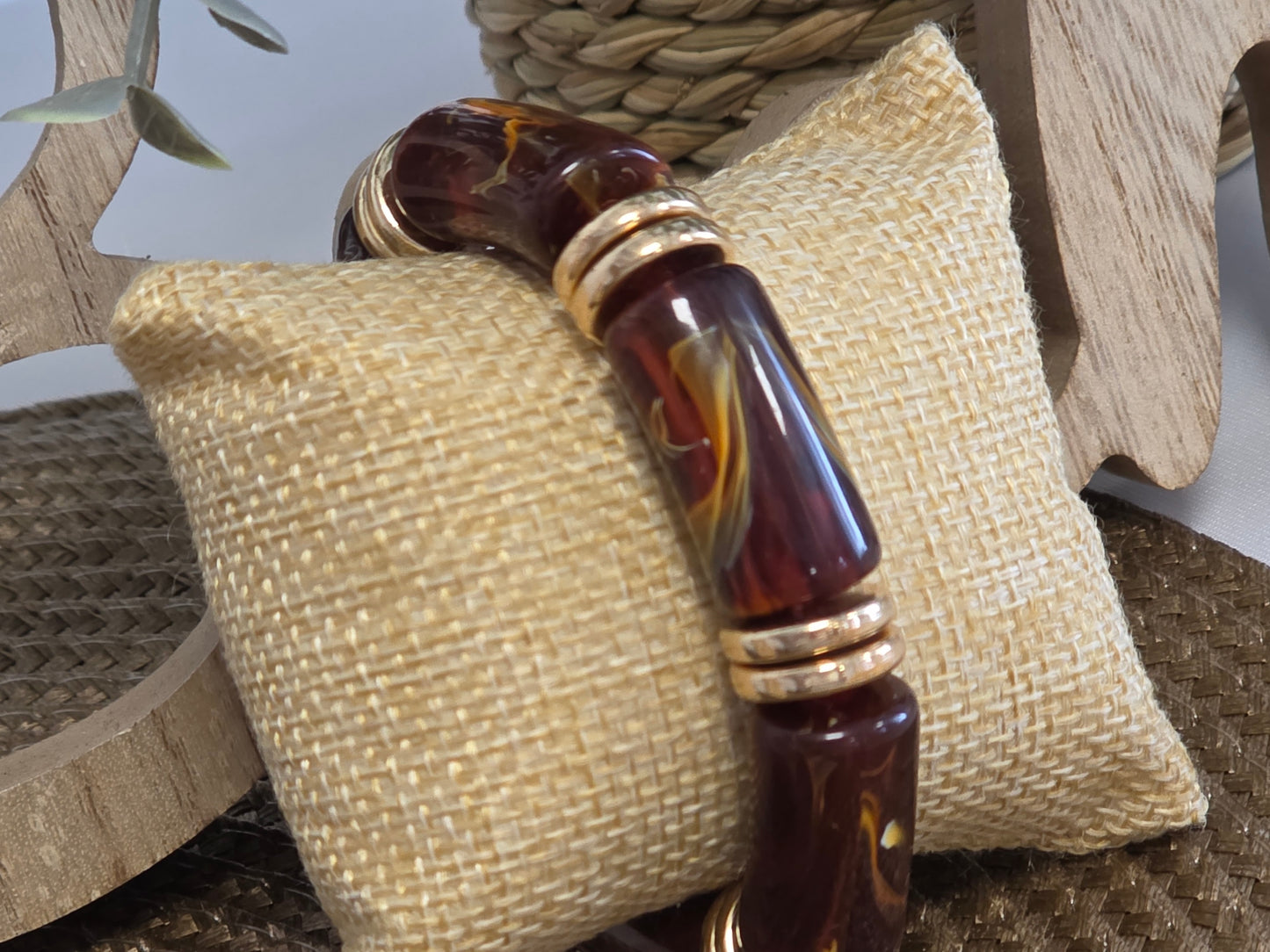 Notre Collection de Bijoux - Bracelet Jonc Brun Doré