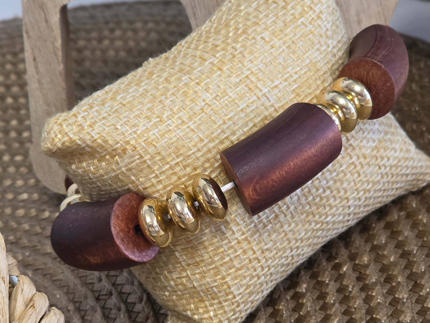 Notre Collection de Bijoux - Bracelet Jonc Bois Doré Marron