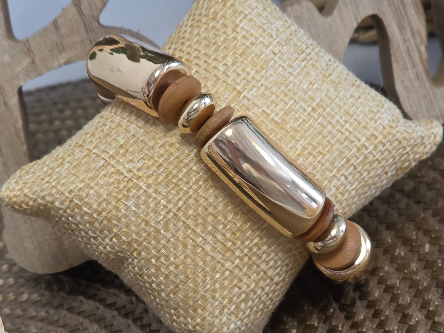Bracelet Jonc Bois Doré Taupe