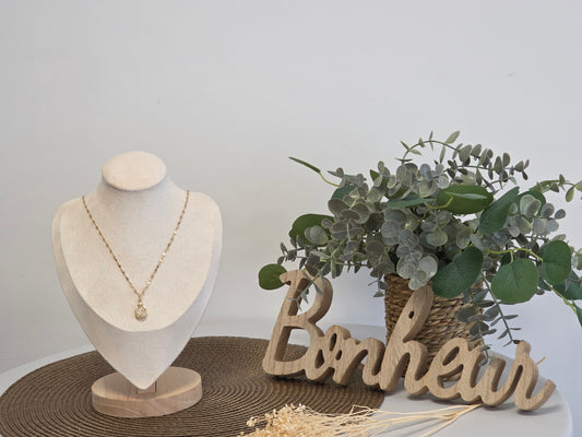 Notre Collection de Bijoux - Pendentif Forme Tulipe à Pierre Blanche