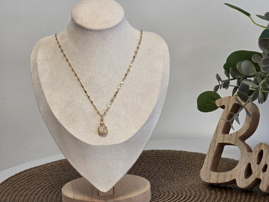 Notre Collection de Bijoux - Pendentif Forme Tulipe à Pierre Blanche