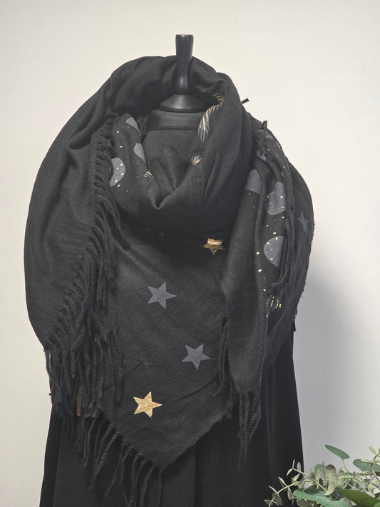 Echarpe Carrée Tendance Multiface Noir