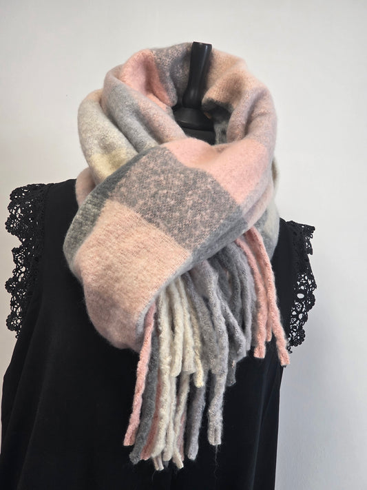 Echarpe Femme Patchwork Rose Pâle