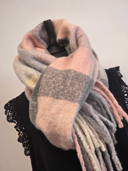 Echarpe Femme Patchwork Rose Pâle