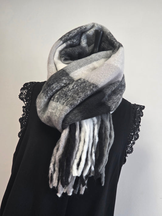 Echarpe Femme Patchwork Noir Blanc