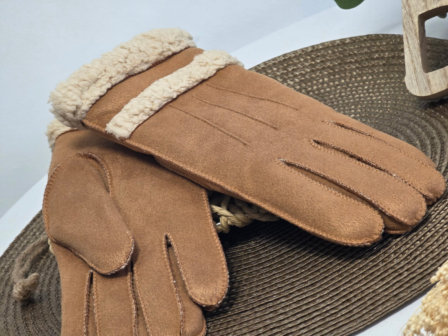 Nos Gants Fourré Femme Camel Beige