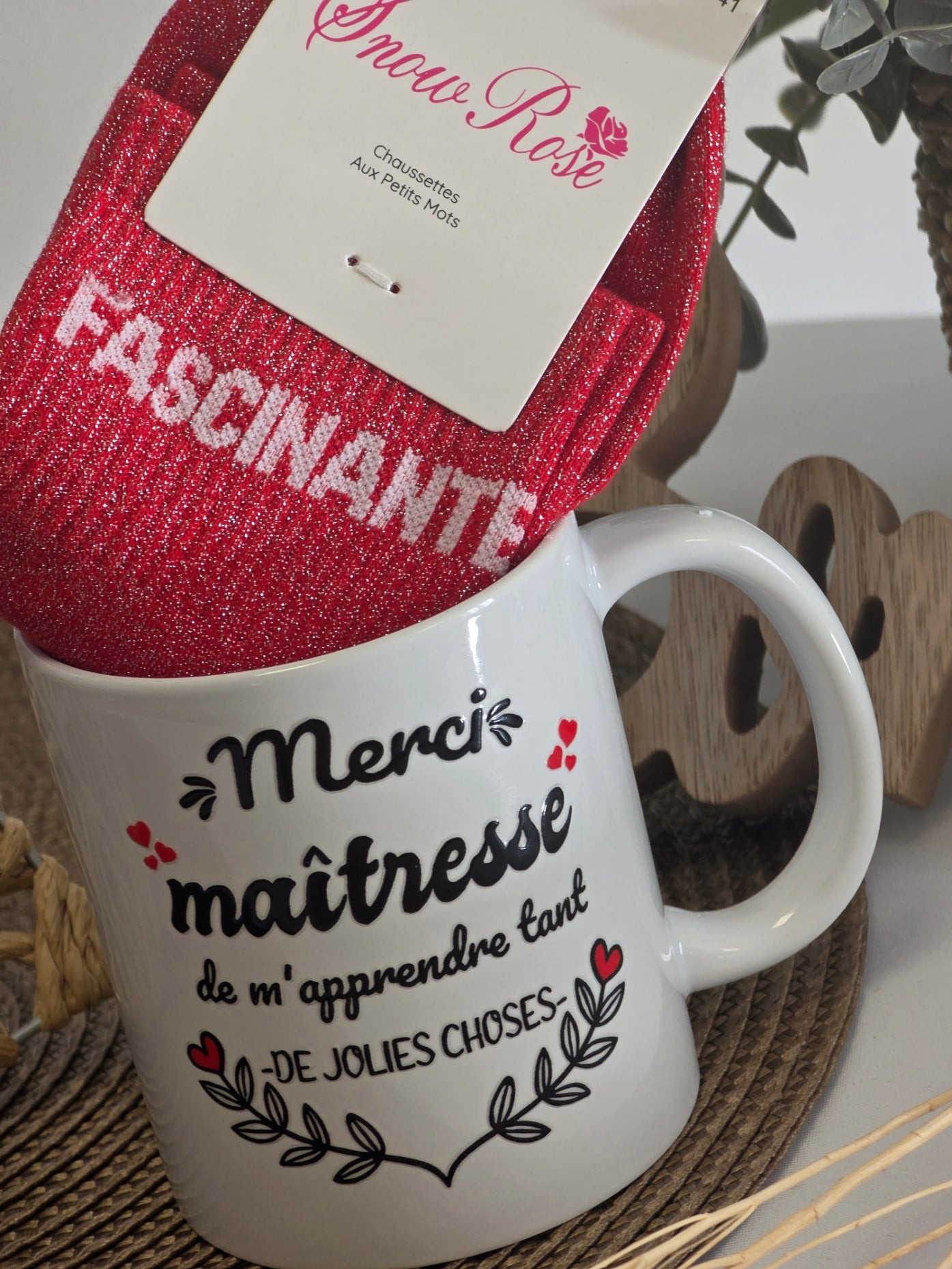 MUG MERCI MAITRESSE AVEC SA CHAUSSETTE PAILLETEE