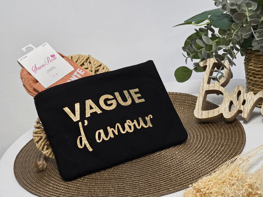 POCHETTE " VAGUE D'AMOUR" AVEC SA CHAUSSETTE PAILLETEE ORANGE