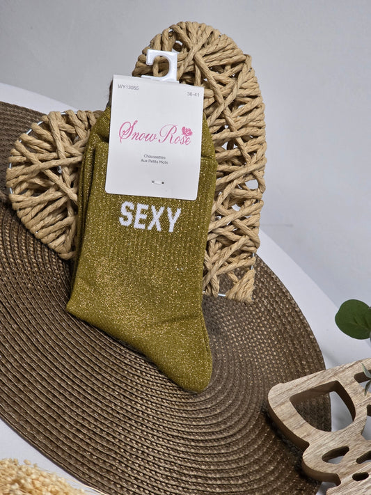 SEXY - Chaussette à Paillette Vert