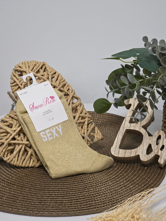 SEXY - Chaussette à Paillette Beige