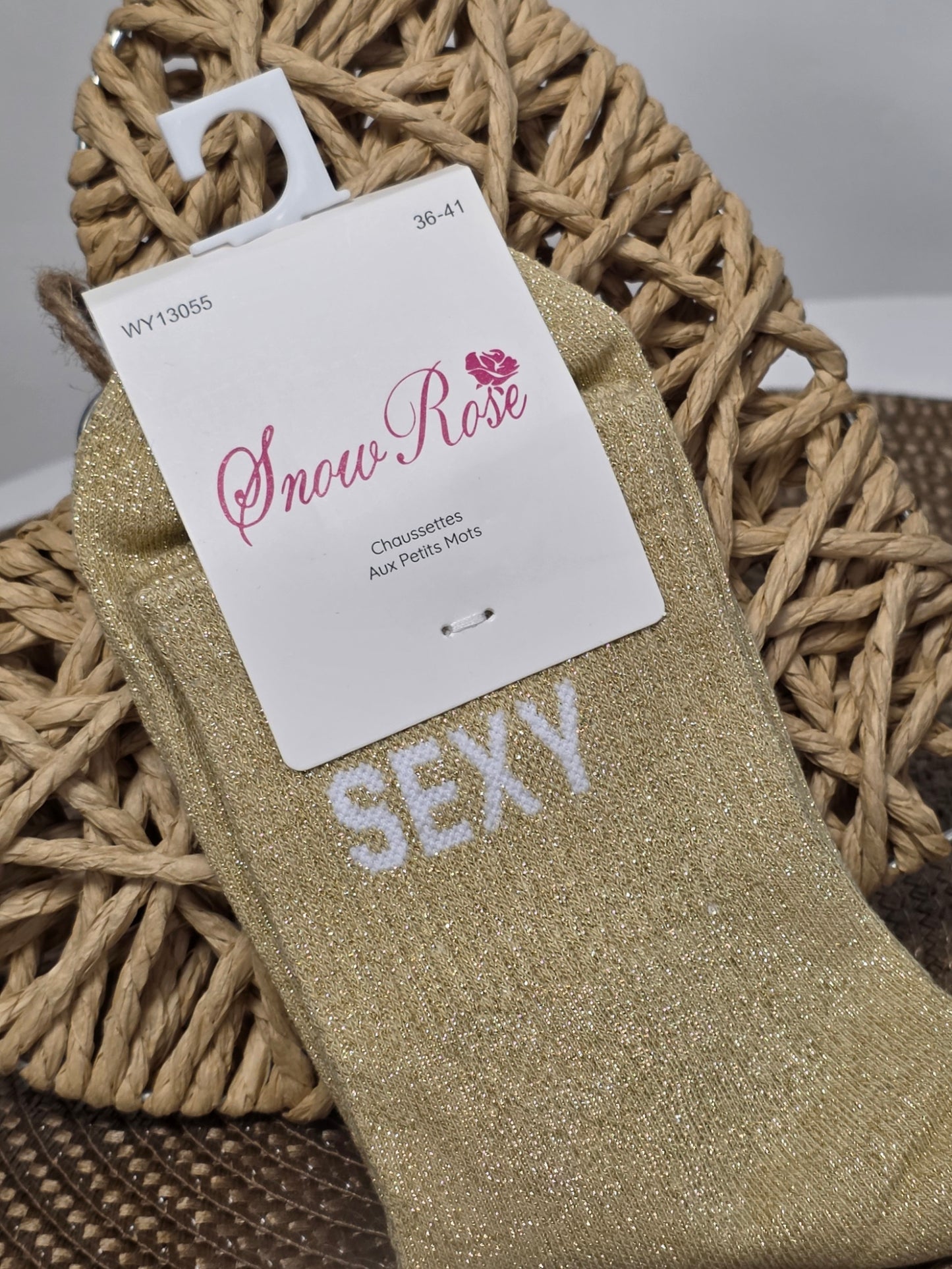 SEXY - Chaussette à Paillette Beige