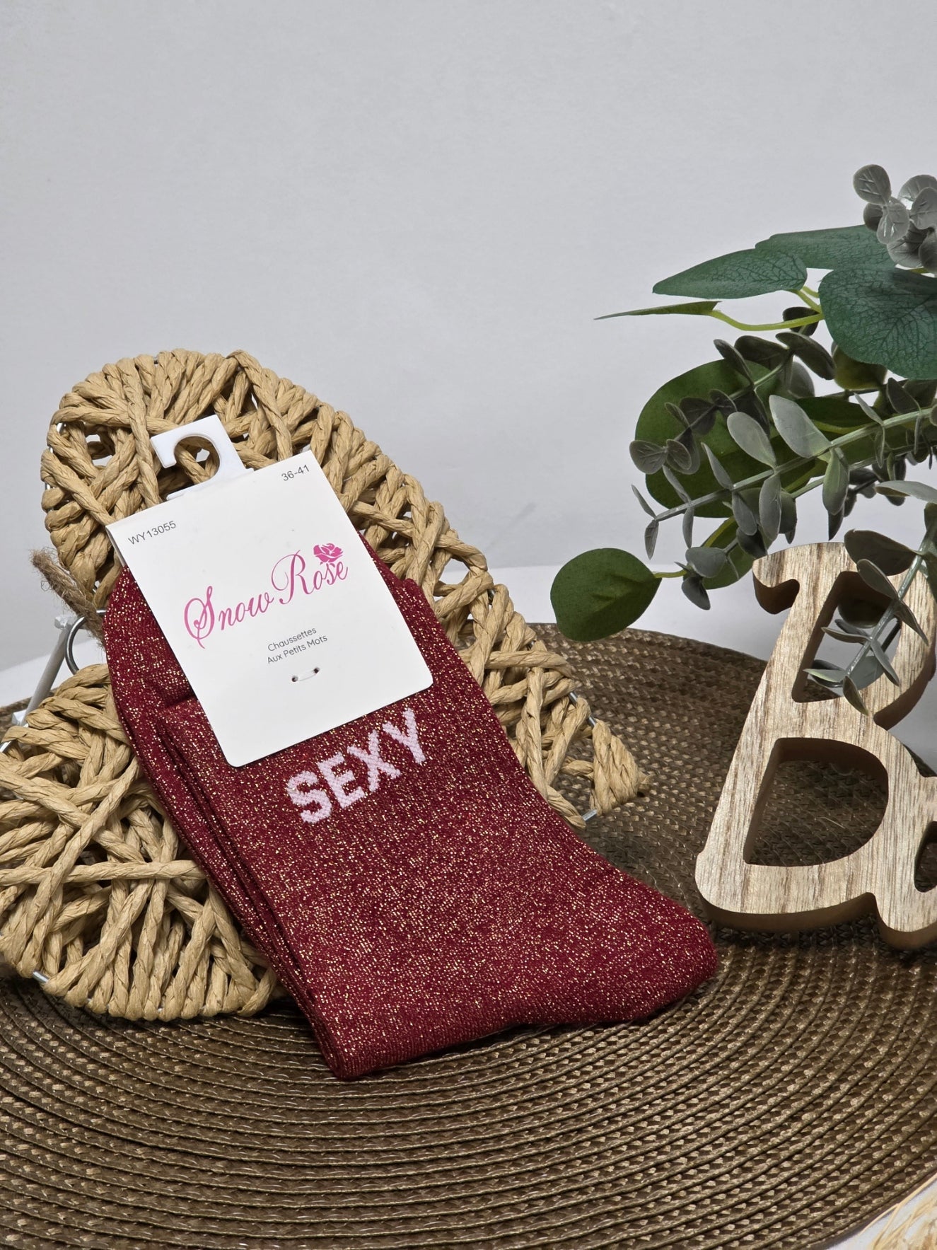 SEXY - Chaussette à Paillette Bordeaux