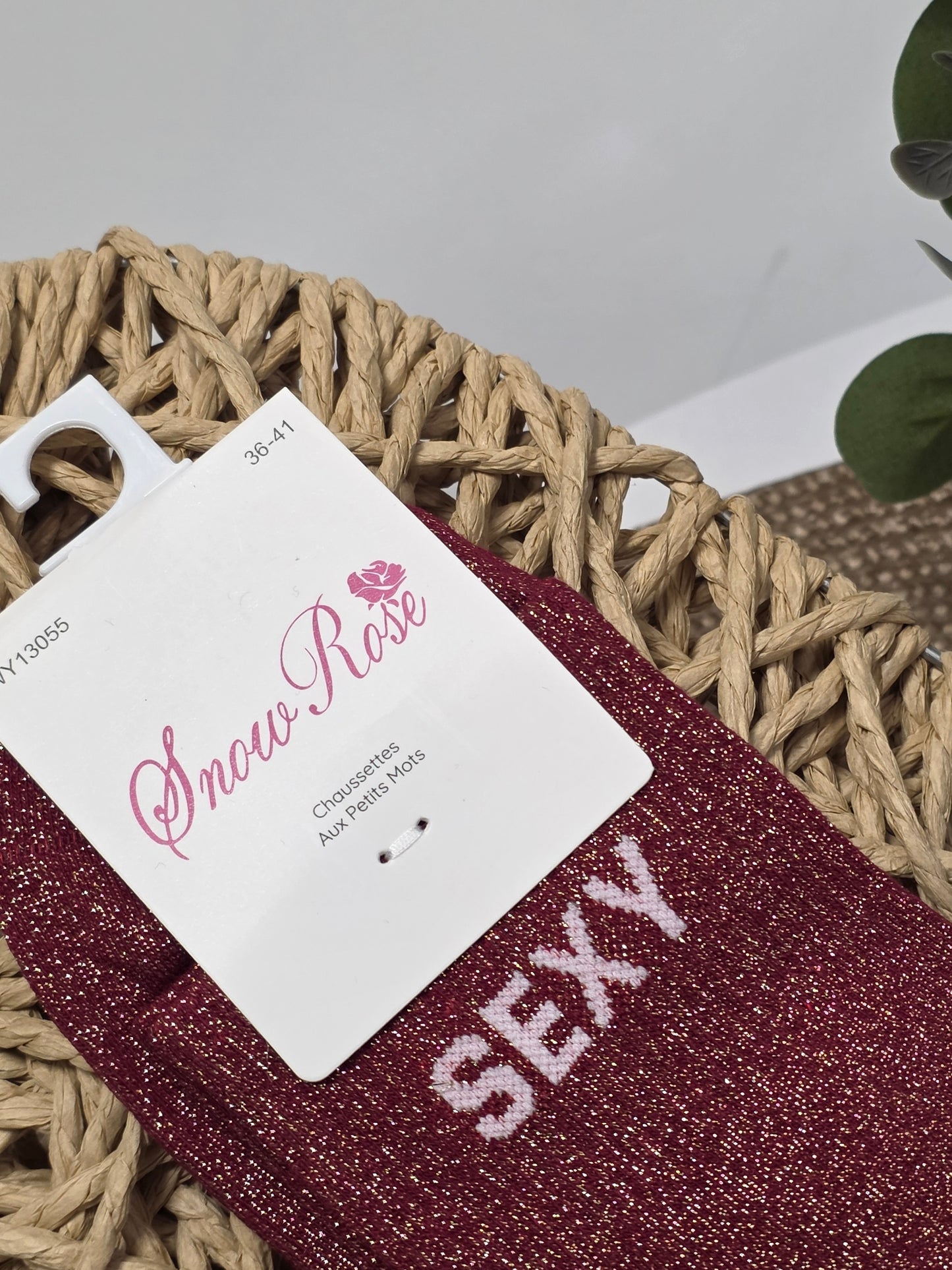 SEXY - Chaussette à Paillette Bordeaux